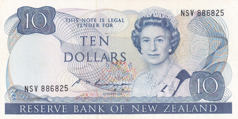 New Zealand, 10 Dollars, 1981/1992, XF, p172b
XF
Queen Elizabeth II portrait, ...