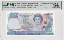 New Zealand, 10 Dollars, 1990, UNC, p176
UNC
PMG 64, Queen Elizabeth II Portrait, Commemorative Banknote
Estimate: $50-100