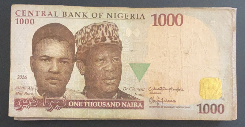 Nigeria, 1.000 Naira, 2015/2019, p36, (Total 50 banknotes)
In different conditi...