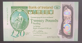 Northern Ireland, 20 Pounds, 2017, UNC, p92a
UNC
Polymer plastics banknote
Estimate: $40-80