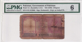 Pakistan, 2 Rupees, 1948, FINE, p1A
FINE
PMG 6, King George VI Portrait
Estimate: $500-1000