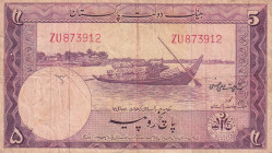 Pakistan, 5 Rupees, 1951, VF, p12
VF
There are openings, pinholes, stains
Estimate: $15-30