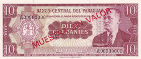 Paraguay, 10 Guaranies, 1952, UNC, p196s, SPECIMEN
UNC
Estimate: $100-200