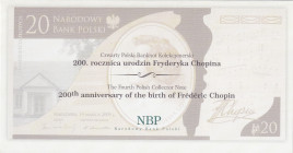Poland, 20 Zlotych, 2009, UNC(-), p181, FOLDER
UNC(-)
200th Anniversary of the birth of Frederic Chopin
Estimate: $15-30
