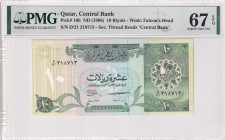 Qatar, 10 Riyals, 1996, UNC, p16b
UNC
PMG 67 EPQ, High condition 
Estimate: $40-80