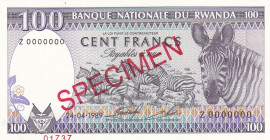 Rwanda, 100 Francs, 1989, UNC, p19s, SPECIMEN
UNC
Estimate: $25-50