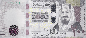 Saudi Arabia, 200 Riyals, 2021, AUNC(+), pNew
AUNC(+)
5th anniversary of launching Vision 2030
Estimate: $60-120