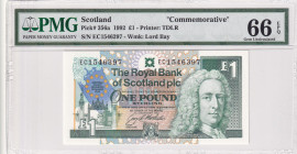 Scotland, 1 Pound, 1992, UNC, p356a
UNC
PMG 66 EPQ, Commemorative banknot
Estimate: $30-60