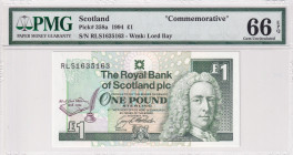 Scotland, 1 Pound, 1994, UNC, p358a
UNC
PMG 66 EPQ, Commemorative banknot
Estimate: $30-60