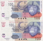 South Africa, 100 Rand, 2005, XF, p131, (Total 2 banknotes)
XF
Estimate: $15-30