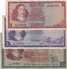 South Africa, 1-5-10 Rand, 1967/1974, p111; p114; p115, (Total 3 banknotes)
1 Rand, p115a, 1973, VF, there is a pinhole; 5 Rand, p111c, 1975-76, VF, ...