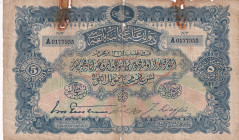 Turkey, Ottoman Empire, 5 Livres, 1914, POOR, p64, Signed: Tristram-Daffes, Seal: Hamid
POOR
V. Mehmed Reşat Period, A.H: 1326, Signature: Tristram ...