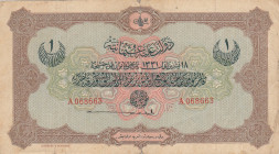 Turkey, Ottoman Empire, 1 Livre, 1915, VF(-), p73, Talat / Hüseyin Cahid
VF(-)
V. Mehmed Reşad Period, AH: 18 October 1331, sign: Talat / Hüseyin Ca...