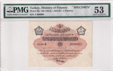 Turkey, Ottoman Empire, 5 Piastres, 1916, AUNC, p79s, SPECIMEN
AUNC
PMG 53
Estimate: $400-800