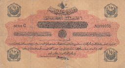 Turkey, Ottoman Empire, 1/2 Livre, 1916, FINE(-), p89, Talat / Hüseyin Cahid
FINE(-)
V. Mehmed Reşad Period, AH: 6 August 1332,sign: Talat / Hüseyin...