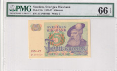 Sweden, 5 Kronor, 1972/1977, UNC, p51c
UNC
PMG 66 EPQ
Estimate: $25-50