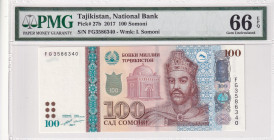 Tajikistan, 100 Somoni, 2017, UNC, p27b
UNC
PMG 66 EPQ
Estimate: $50-100