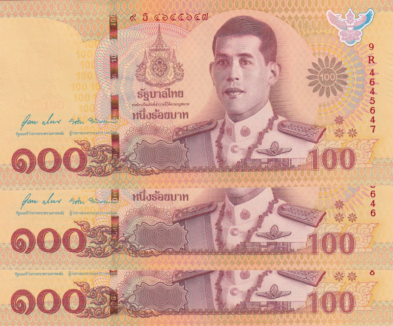 Thailand, 100 Baht, 2020, UNC, p140, (Total 3 consecutive banknotes)
UNC
Comme...