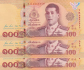 Thailand, 100 Baht, 2020, UNC, p140, (Total 3 consecutive banknotes)
UNC
Commemorative banknote
Estimate: $15-30