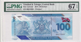 Trinidad & Tobago, 100 Dollars, 2019, UNC, p65a
UNC
PMG 67 EPQ, High condition 
Estimate: $30-60