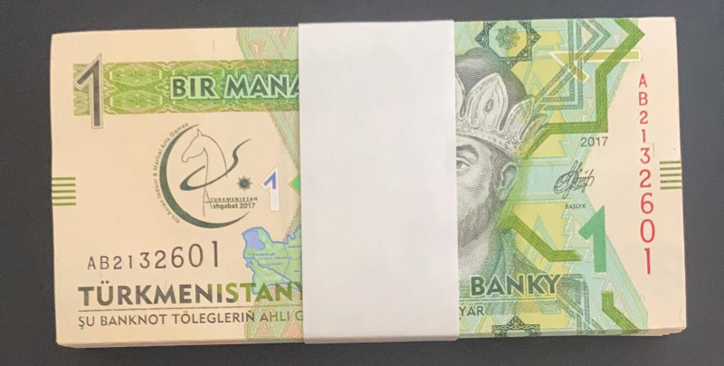 Turkmenistan, 1 Manat, 2017, UNC, p36, BUNDLE
UNC
(Total 100 consecutive bankn...