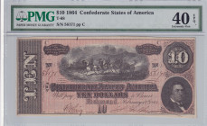 United States of America, Confederate States, 10 Dollars, 1864, XF, 
XF
PMG 40 EPQ
Estimate: $100-200