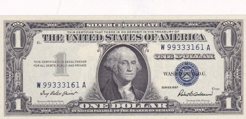 United States of America, 1 Dollar, 1957, UNC, p419
UNC
High Serial Number
Es...
