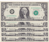 United States of America, 1 Dollar, 1969, UNC, p449a, (Total 5 consecutive banknotes)
UNC
There is a very small opening in the lower border
Estimat...