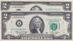 United States of America, 2 Dollars, 1976, UNC, p461, (Total 2 banknotes)
UNC
Low serial- First 4.000
Estimate: $25-50