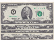 United States of America, 2 Dollars, 1976, UNC, p461, (Total 4 banknotes)
UNC
A-B-D-K District set. "Day-Month-Year" Date Serial Number
Estimate: $...