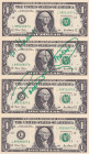 United States of America, 1 Dollar, 2001, UNC, p509, (Total 4 banknotes)
UNC
Signed by the United States Treasurer, In 4 blocks. Uncut.
Estimate: $...