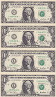 United States of America, 1 Dollar, 2001, UNC, p509, (Total 4 banknotes)
UNC
Signed by the United States Secretary of the Treasury, In 4 blocks. Unc...