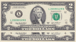 United States of America, 2 Dollars, 2003, UNC, p516b, (Total 2 banknotes)
UNC
Twin serial number, 29.01.2009 "Day-Month-Year" Date Serial Number
E...
