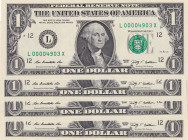 United States of America, 1 Dollar, 2009, UNC, p530, (Total 4 banknotes)
UNC
Low serial
Estimate: $25-50