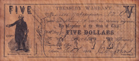 United States of America, 5 Dollars, 1862, XF, 
XF
Confederate States of America-Treasury Warrant, Counterfeit
Estimate: $50-100