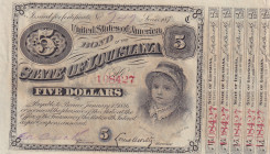United States of America, 5 Dollars, 18XX, UNC(-), 
UNC(-)
State of Louisiana-Specialized Bond
Estimate: $50-100