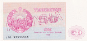 Uzbekistan, 50 Sum, 1992, AUNC, p66a, SPECIMEN
AUNC
Estimate: $15-30