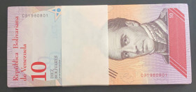 Venezuela, 10 Bolívares, 2018, UNC, p103, BUNDLE
UNC
(Total 100 consecutive banknotes)
Estimate: $25-50