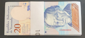 Venezuela, 20 Bolívares, 2018, UNC, p104, BUNDLE
UNC
(Total 100 consecutive banknotes)
Estimate: $30-60