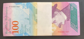 Venezuela, 100 Bolívares, 2018, UNC, p106, BUNDLE
UNC
(Total 100 consecutive banknotes)
Estimate: $30-60
