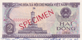 Viet Nam, 2 Dông, 1985, UNC, p91s, SPECIMEN
UNC
There are pinholes, Has a ballpoint pen
Estimate: $40-80