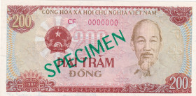 Viet Nam, 200 Dông, 1987, UNC, p100s, SPECIMEN
UNC
Has a ballpoint pen
Estimate: $50-100