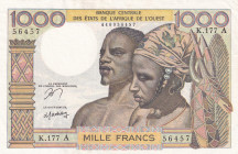 West African States, 1.000 Francs, 1954/1965, AUNC, p103Am
AUNC
"A'' Ivory Coast
Estimate: $35-70