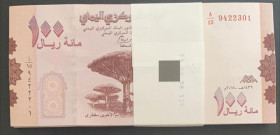 Yemen Arab Republic, 100 Rials, 2018, UNC, p37, BUNDLE
UNC
(Total 100 consecutive banknotes)
Estimate: $30-60