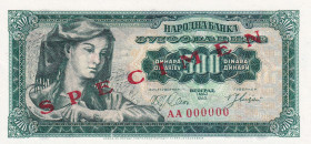 Yugoslavia, 500 Dinara, 1963, UNC, p74s, SPECIMEN
UNC
Estimate: $15-30