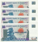 Zimbabwe, 20 Dollars, 1997, p7a, (Total 4 banknotes)
In different condition between AUNC and UNC
Estimate: $15-30