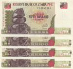 Zimbabwe, 50 Dollars, 1994, p8a, (Total 4 banknotes)
In different condition between XF and UNC
Estimate: $15-30