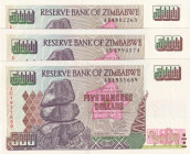 Zimbabwe, 500 Dollars, 2001, UNC, p10, (Total 3 banknotes)
UNC
Estimate: $15-30