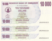 Zimbabwe, 10.000 Dollars, 2006, UNC, p46, (Total 3 consecutive banknotes)
UNC
Estimate: $15-30