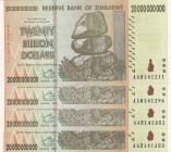 Zimbabwe, 20 Billion Dollars, 2008, UNC, p86, (Total 4 banknotes)
UNC
Estimate: $15-30